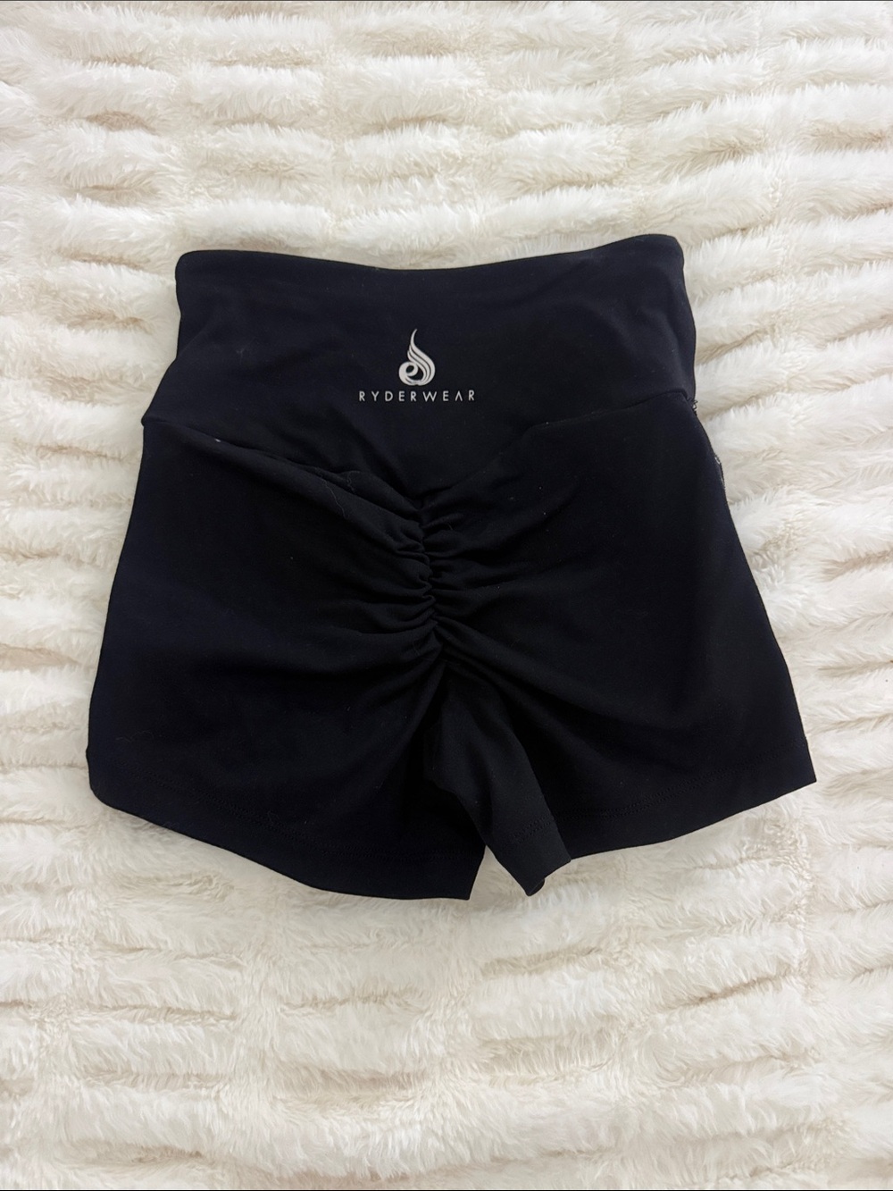 Ryderwear Black High-Waist Ruched Workout Shorts
